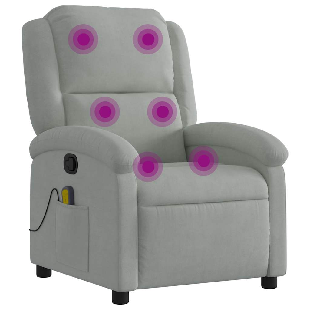Vidaxl massagestoel verstelbaar fluweel lichtgrijs