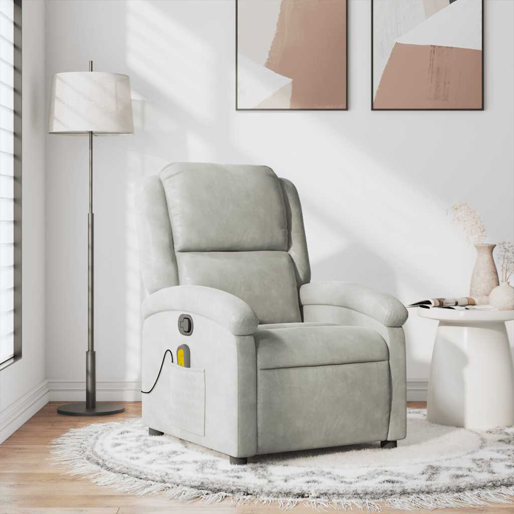 Vidaxl massagestoel verstelbaar fluweel lichtgrijs