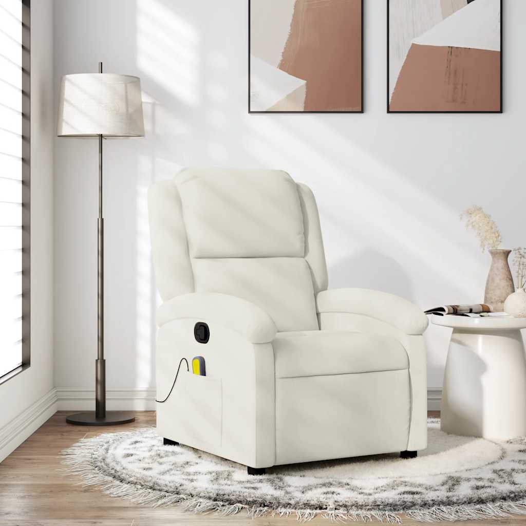 Vidaxl massagestoel verstelbaar fluweel crèmekleurig