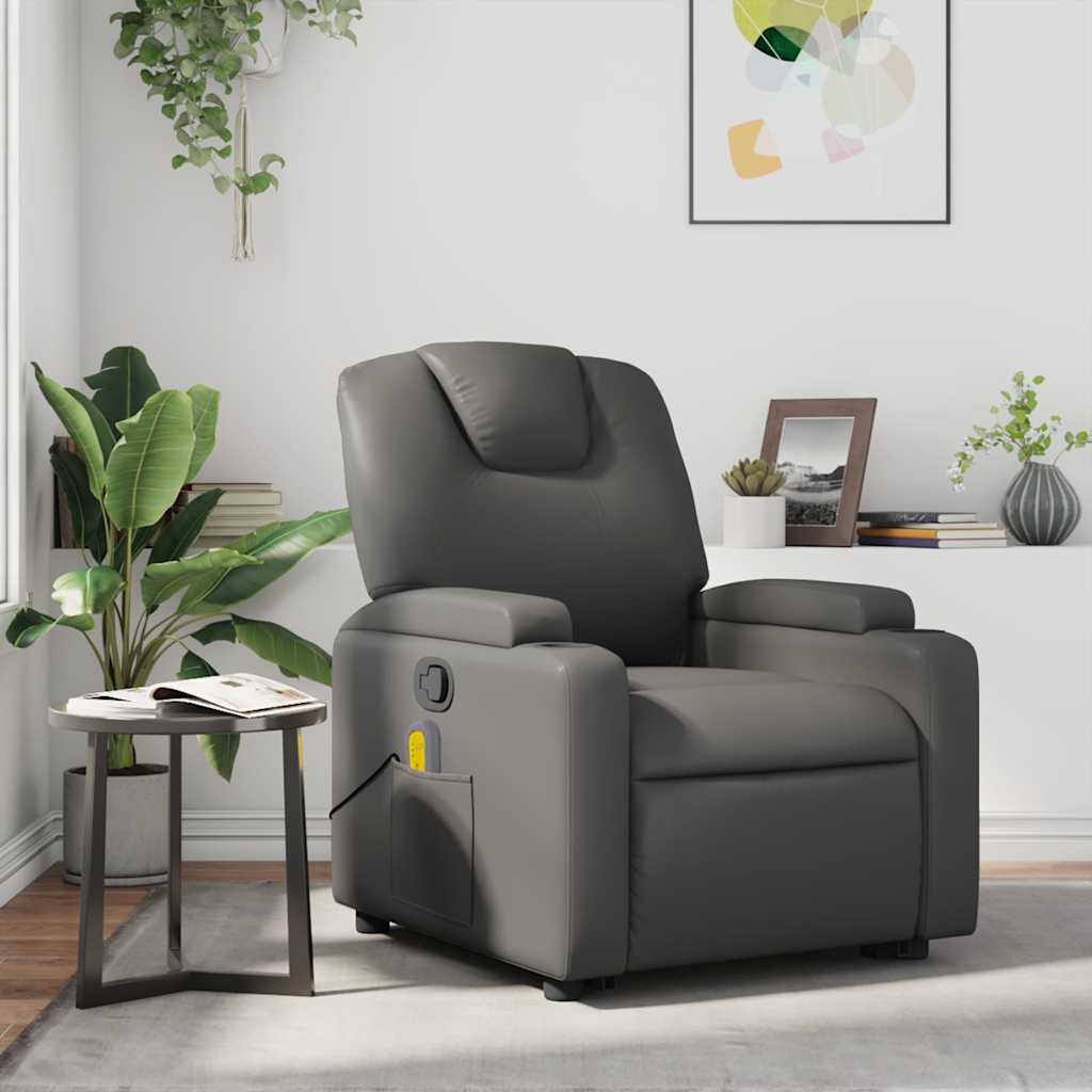 Vidaxl massagestoel verstelbaar kunstleer grijs