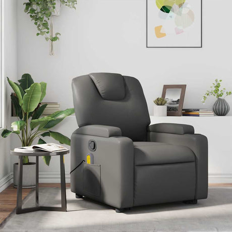 Vidaxl massagestoel verstelbaar kunstleer grijs
