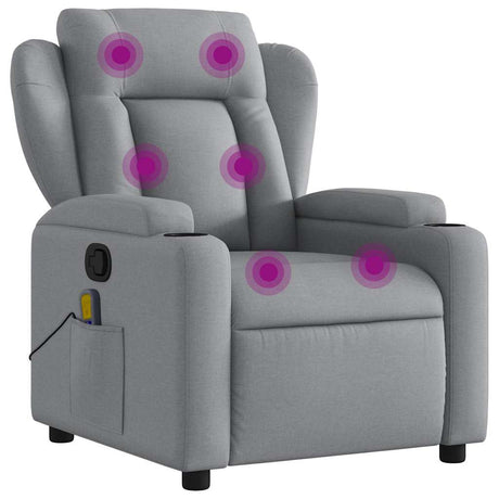 Vidaxl massagestoel verstelbaar stof lichtgrijs