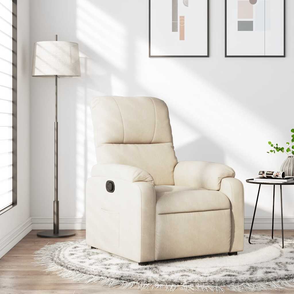 Vidaxl fauteuil verstelbaar microvezelstof beige
