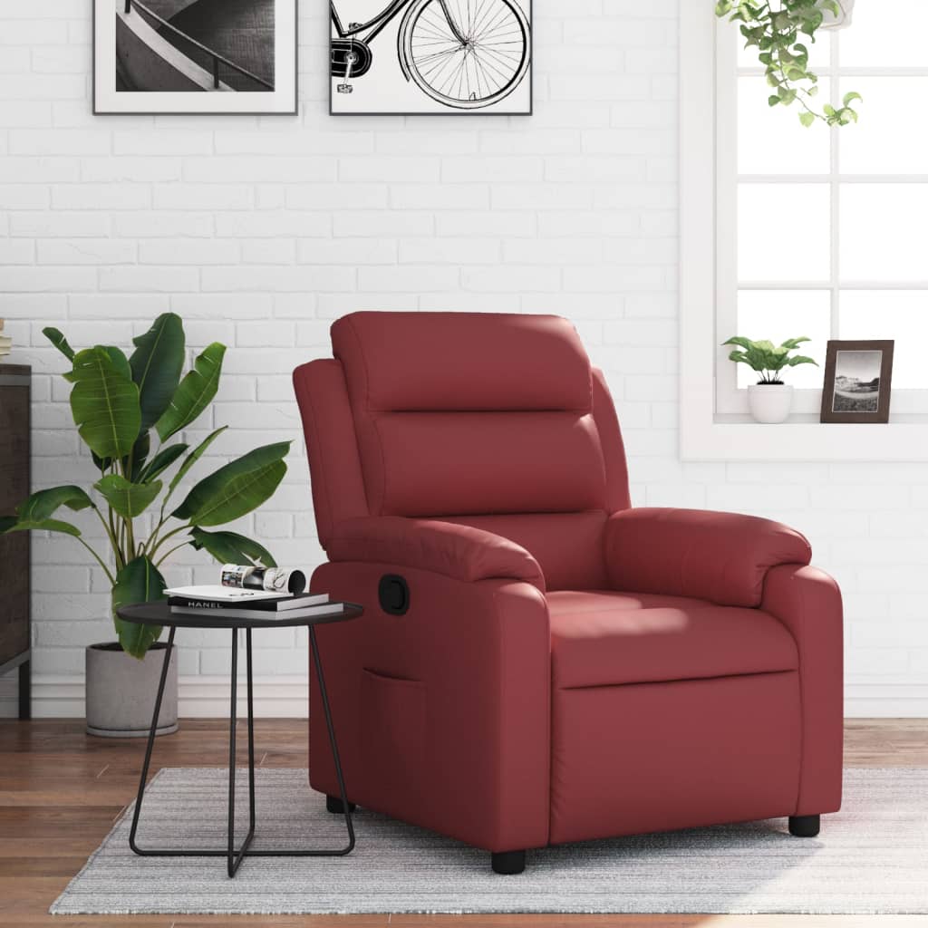Vidaxl fauteuil verstelbaar kunstleer wijnrood