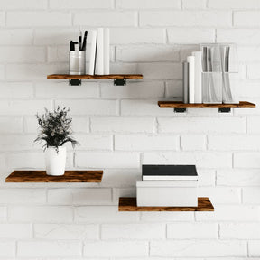Vidaxl wandschappen 4 st 40x30x1,5 cm bewerkt hout gerookt eikenkleur