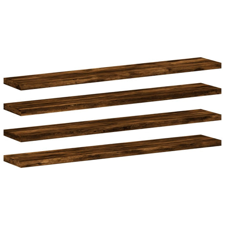 Vidaxl wandschappen 4 st 60x10x1,5 cm bewerkt hout gerookt eikenkleur