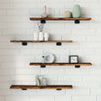 Vidaxl wandschappen 4 st 60x10x1,5 cm bewerkt hout gerookt eikenkleur