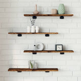 Vidaxl wandschappen 4 st 60x10x1,5 cm bewerkt hout gerookt eikenkleur