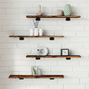Vidaxl wandschappen 4 st 60x10x1,5 cm bewerkt hout gerookt eikenkleur