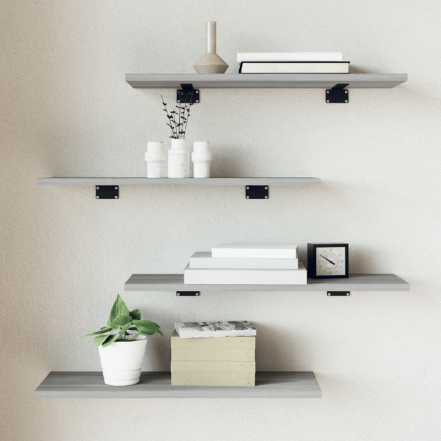 Vidaxl wandschappen 4 st 60x20x1,5 cm bewerkt hout grijs sonoma eiken