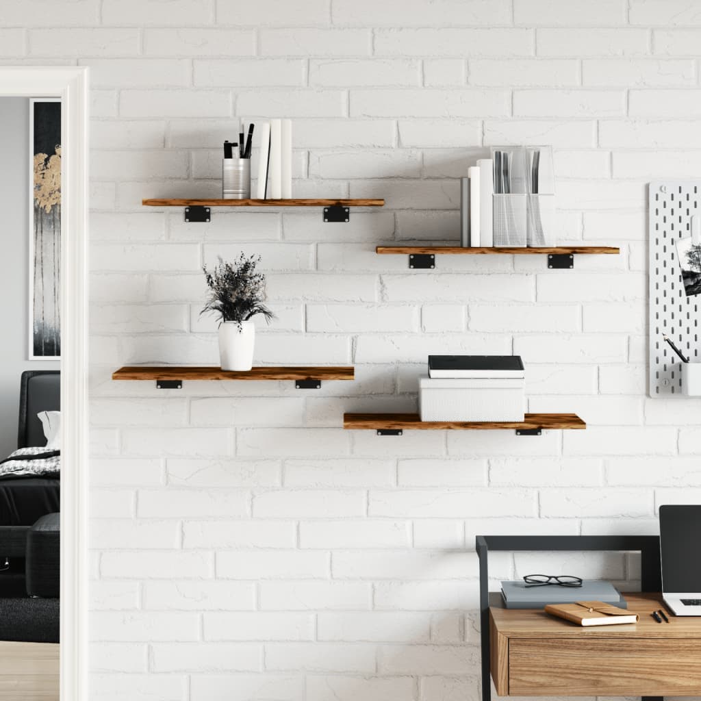 Vidaxl wandschappen 4 st 60x30x1,5 cm bewerkt hout gerookt eikenkleur