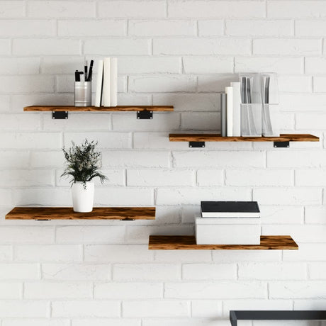 Vidaxl wandschappen 4 st 60x30x1,5 cm bewerkt hout gerookt eikenkleur