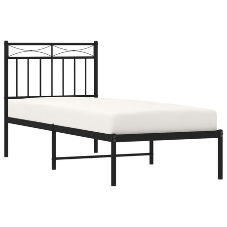 Vidaxl bedframe met hoofdbord metaal zwart 80x200 cm