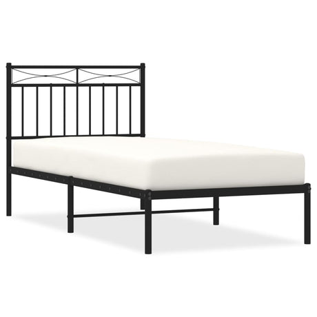 Vidaxl bedframe met hoofdbord metaal zwart 90x190 cm