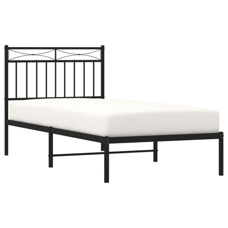 Vidaxl bedframe met hoofdbord metaal zwart 90x190 cm