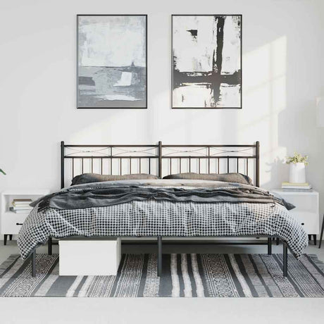 Vidaxl bedframe met hoofdbord metaal zwart 193x203 cm