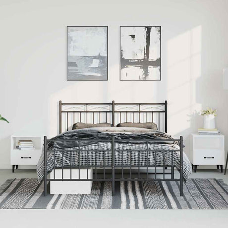 Vidaxl bedframe met hoofd- en voeteneinde metaal zwart 135x190 cm