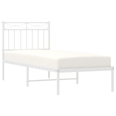 Vidaxl bedframe met hoofdbord zonder matras metaal wit 75x190 cm