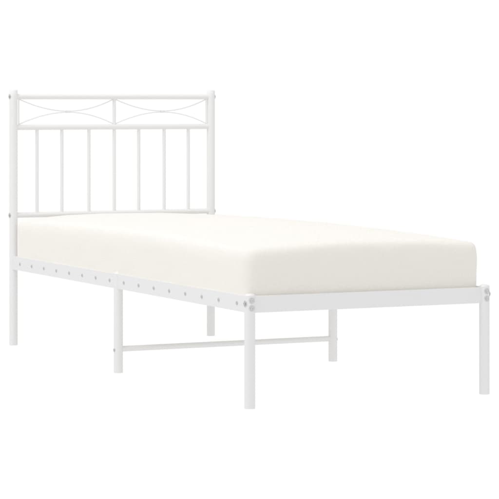 Vidaxl bedframe met hoofdbord metaal wit 80x200 cm