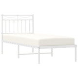 Vidaxl bedframe met hoofdbord metaal wit 80x200 cm