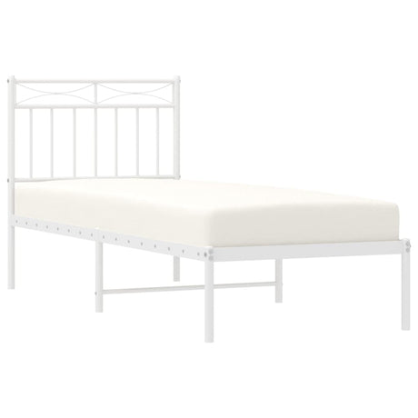 Vidaxl bedframe met hoofdbord metaal wit 80x200 cm
