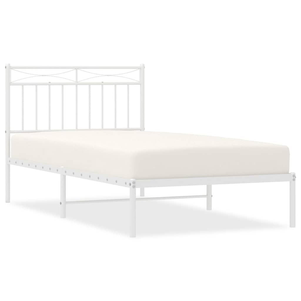Vidaxl bedframe met hoofdbord metaal wit 100x190 cm