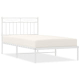 Vidaxl bedframe met hoofdbord metaal wit 100x190 cm
