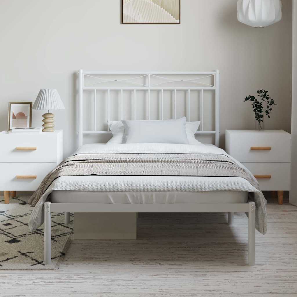 Vidaxl bedframe met hoofdbord metaal wit 100x190 cm