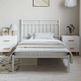Vidaxl bedframe met hoofdbord metaal wit 100x190 cm