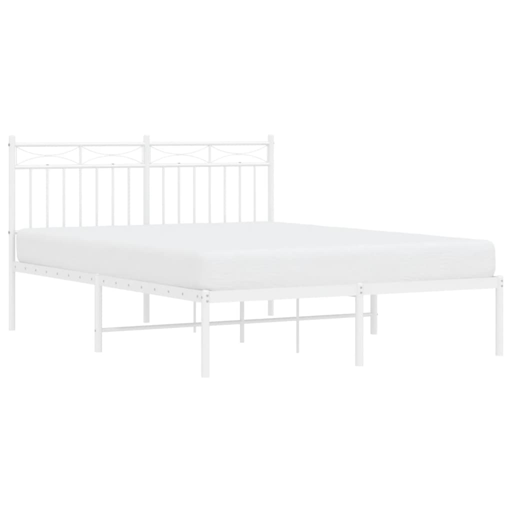 Vidaxl bedframe met hoofdbord metaal wit 140x200 cm