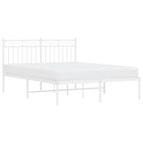 Vidaxl bedframe met hoofdbord metaal wit 140x200 cm