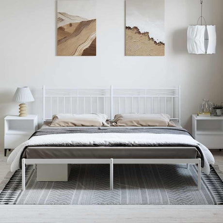 Vidaxl bedframe met hoofdbord metaal wit 193x203 cm