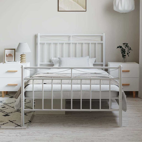Vidaxl bedframe met hoofd- en voeteneinde metaal wit 100x200 cm
