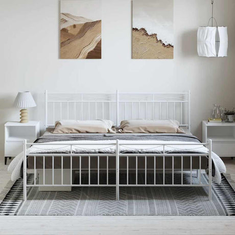 Vidaxl bedframe met hoofd- en voeteneinde metaal wit 193x203 cm