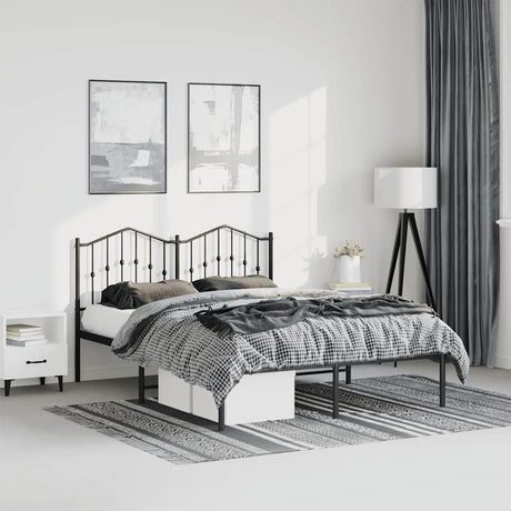 Vidaxl bedframe met hoofdbord metaal zwart 150x200 cm