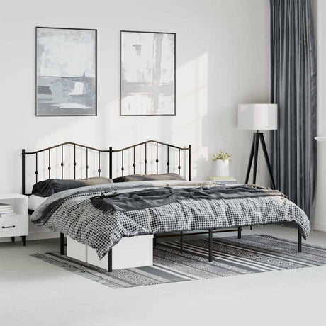 Vidaxl bedframe met hoofdbord metaal zwart 183x213 cm