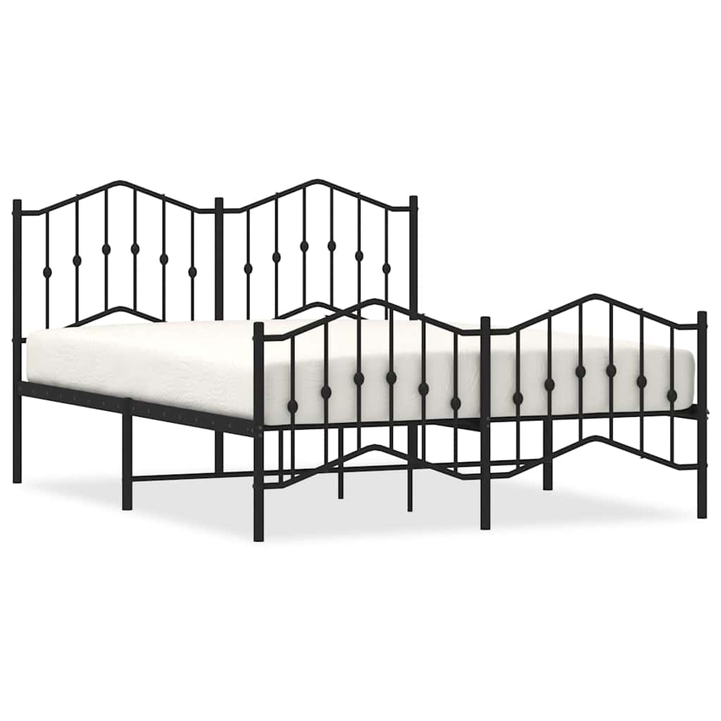Vidaxl bedframe met hoofd- en voeteneinde metaal zwart 135x190 cm