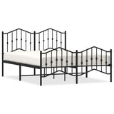 Vidaxl bedframe met hoofd- en voeteneinde metaal zwart 135x190 cm