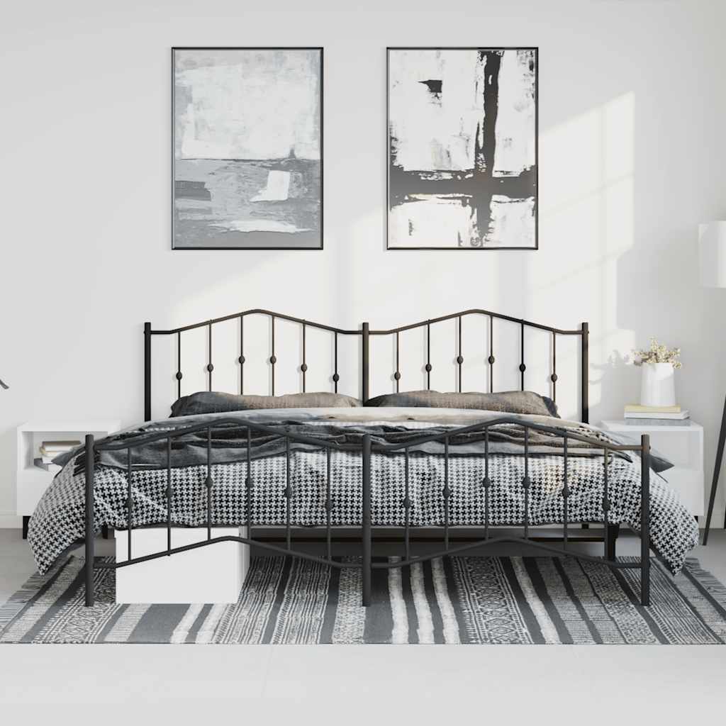 Vidaxl bedframe met hoofd- en voeteneinde metaal zwart 193x203 cm