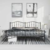 Vidaxl bedframe met hoofd- en voeteneinde metaal zwart 193x203 cm