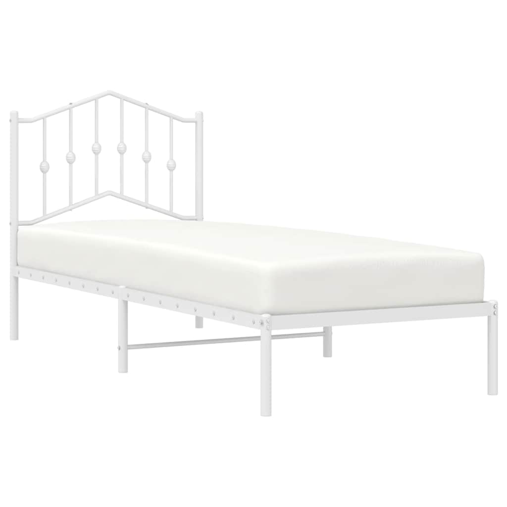 Vidaxl bedframe met hoofdbord metaal wit 80x200 cm