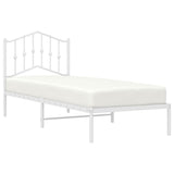 Vidaxl bedframe met hoofdbord metaal wit 90x190 cm