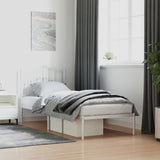 Vidaxl bedframe met hoofdbord metaal wit 90x190 cm