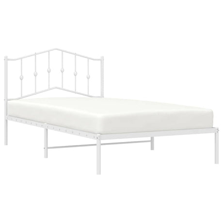 Vidaxl bedframe met hoofdbord metaal wit 107x203 cm