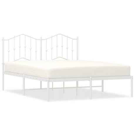 Vidaxl bedframe met hoofdbord metaal wit 135x190 cm