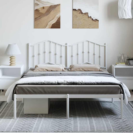 Vidaxl bedframe met hoofdbord metaal wit 135x190 cm