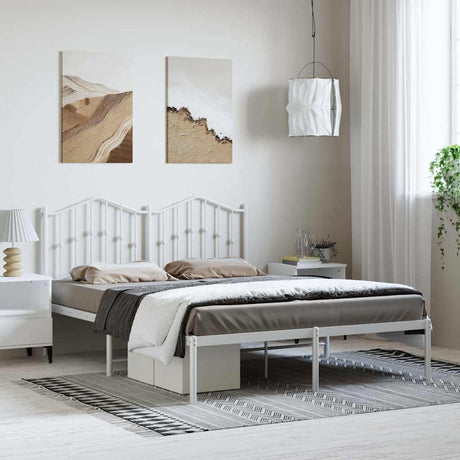 Vidaxl bedframe met hoofdbord metaal wit 150x200 cm