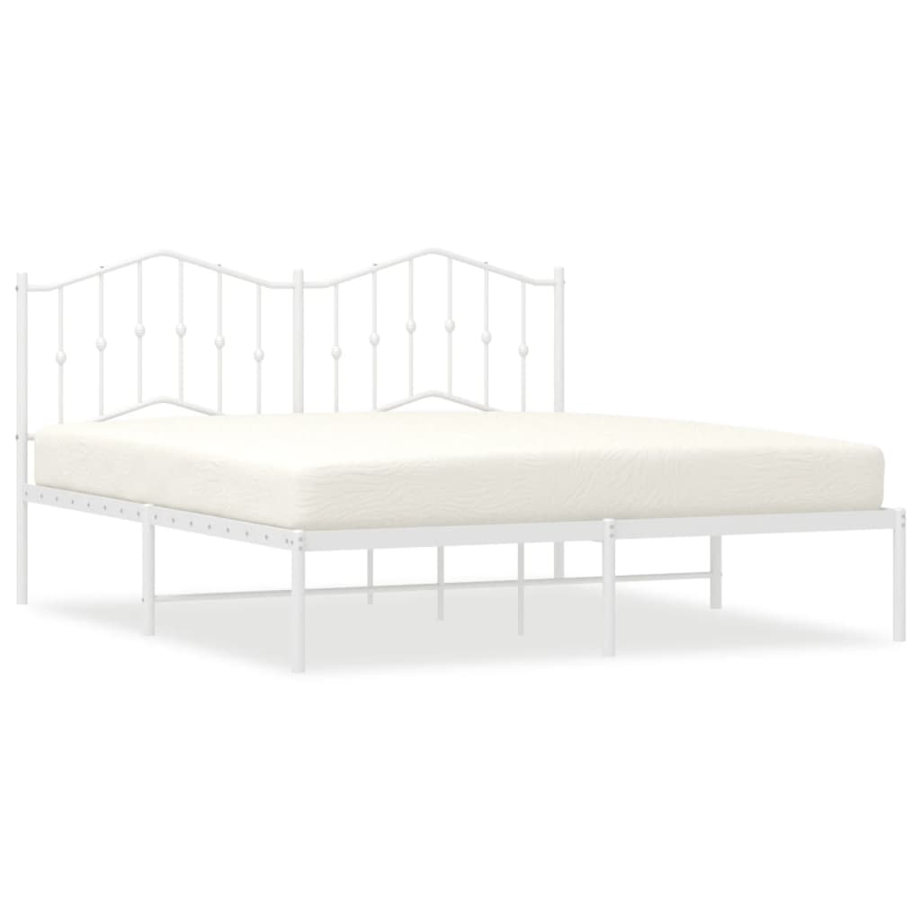 Vidaxl bedframe met hoofdbord metaal wit 160x200 cm