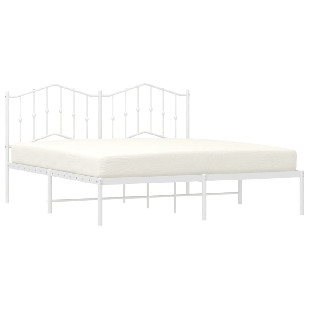 Vidaxl bedframe met hoofdbord metaal wit 160x200 cm