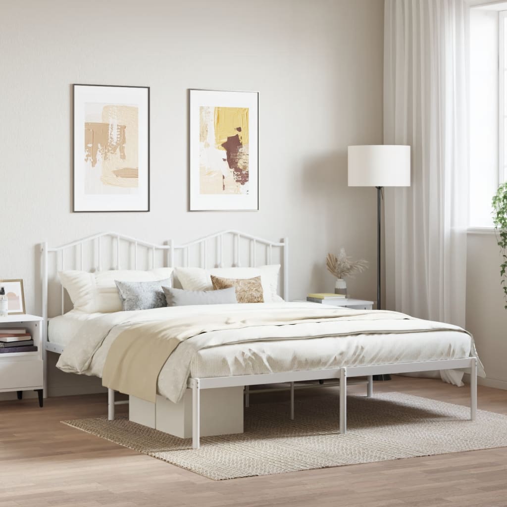 Vidaxl bedframe met hoofdbord metaal wit 160x200 cm